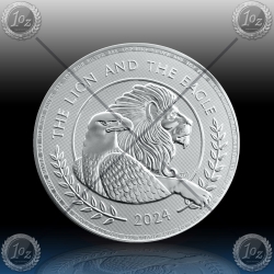 1oz V. BRITANIJA 2 Pounds 2024 (BRITISH LION - US EAGLE ) UNC